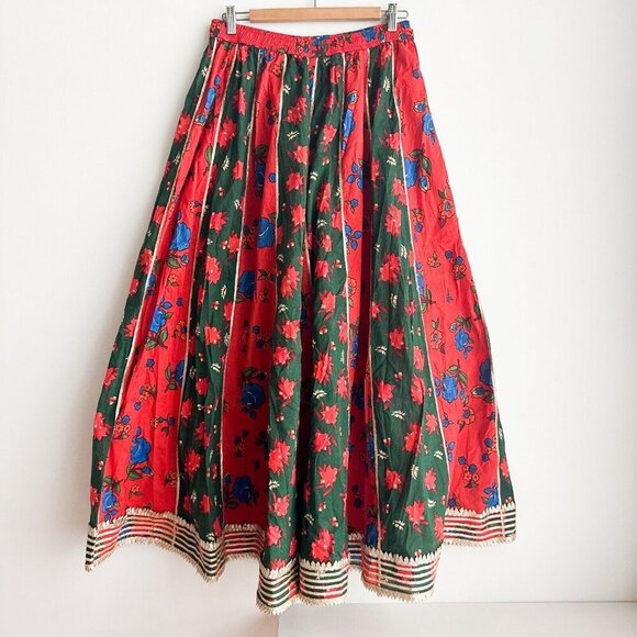 Wide Leg Multicolour Super Wide Leg Palazzo Floral Ethnic Style Pants M - Picture 1 of 12